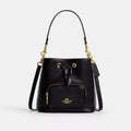 Rowan Bucket Bag With Pocket - Crinkle Leather/Gold/Black