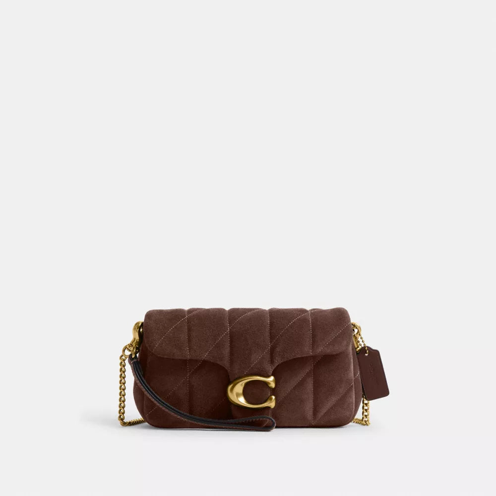 Tabby Chain Crossbody Bag 19 With Quilting - Brass/Dark Chocolate