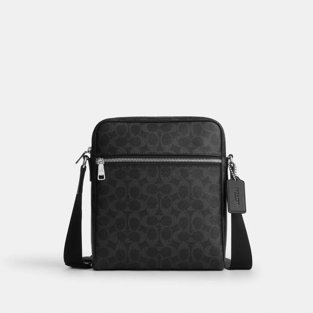 Tristan Crossbody Bag 22 In Signature Canvas - Signature Canvas/Silver/Black Signature