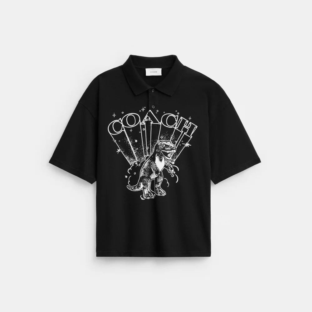 T-Rex Boxy Polo - Garment Dye Black