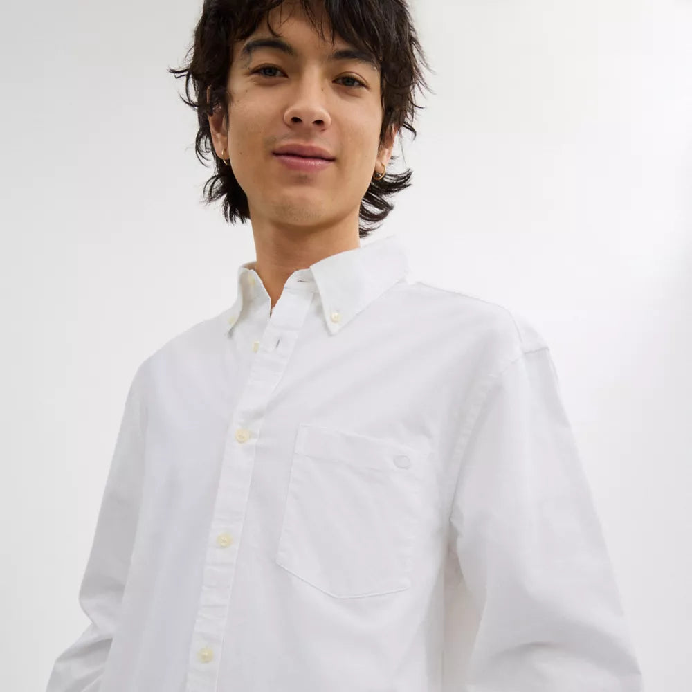 Long Sleeve Button Down Shirt - White