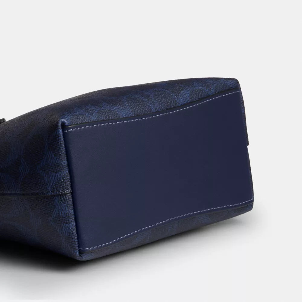 City Mini Tote Bag In Signature Canvas - Signature Canvas/Gold/Navy
