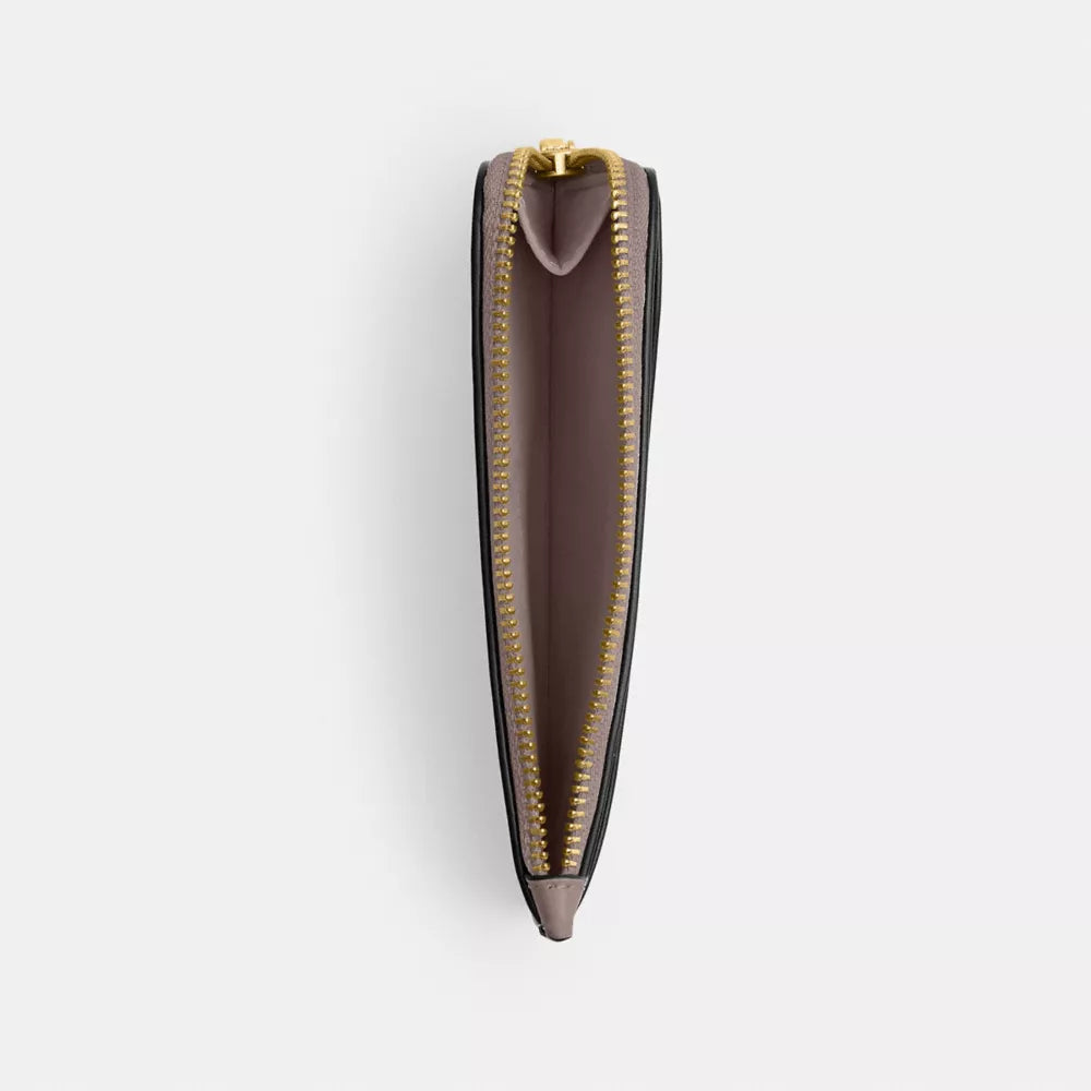 New York Zip Card Case In Colorblock - Smooth Leather/Brass/Ash Multi