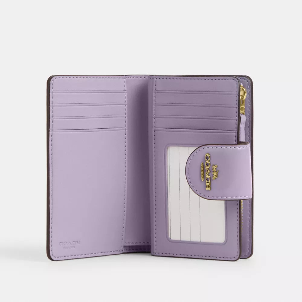 Medium Corner Zip Wallet - Nappa Leather/Gold/Lilac