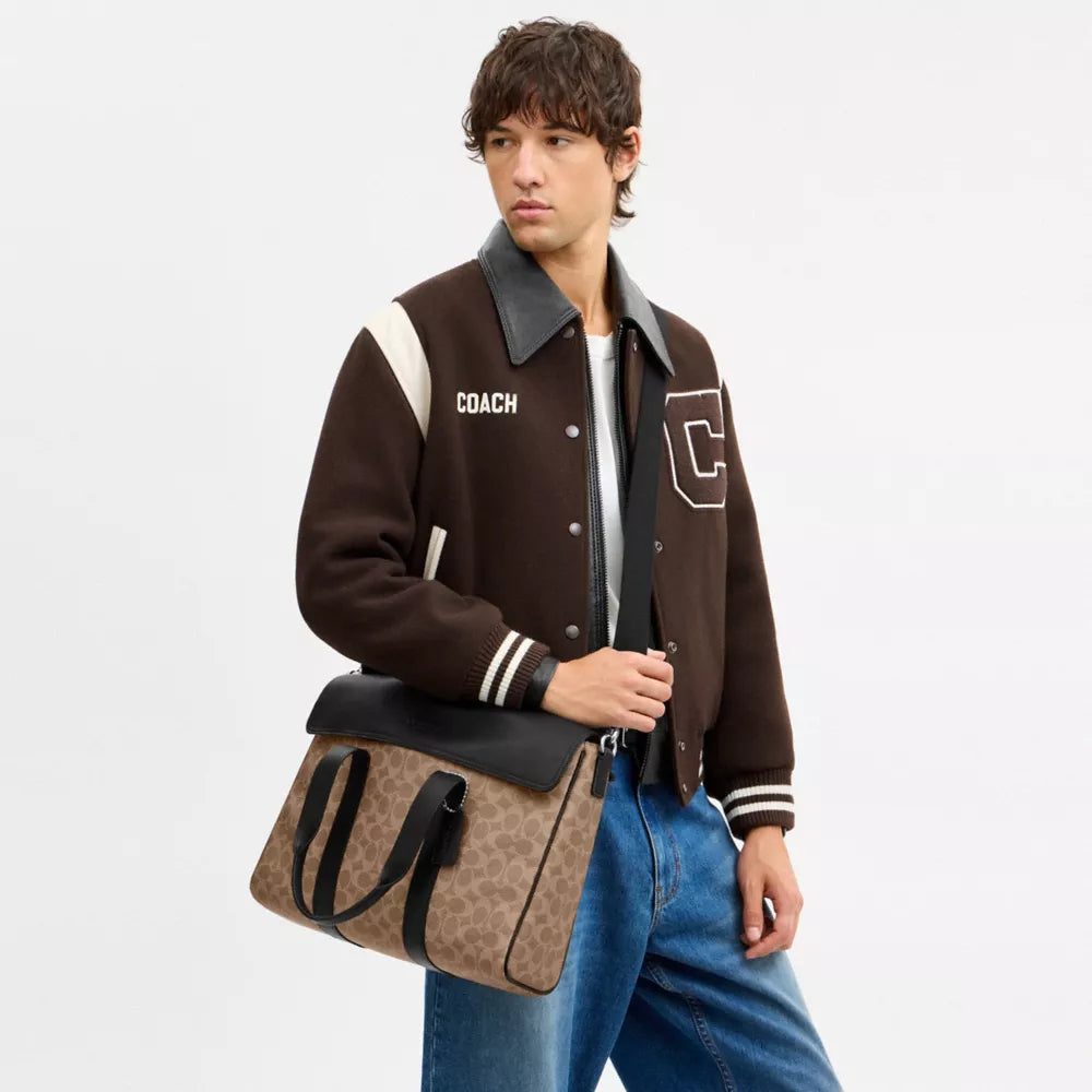Sullivan Portfolio Brief In Signature Canvas - Signature Canvas/Silver/Tan Black