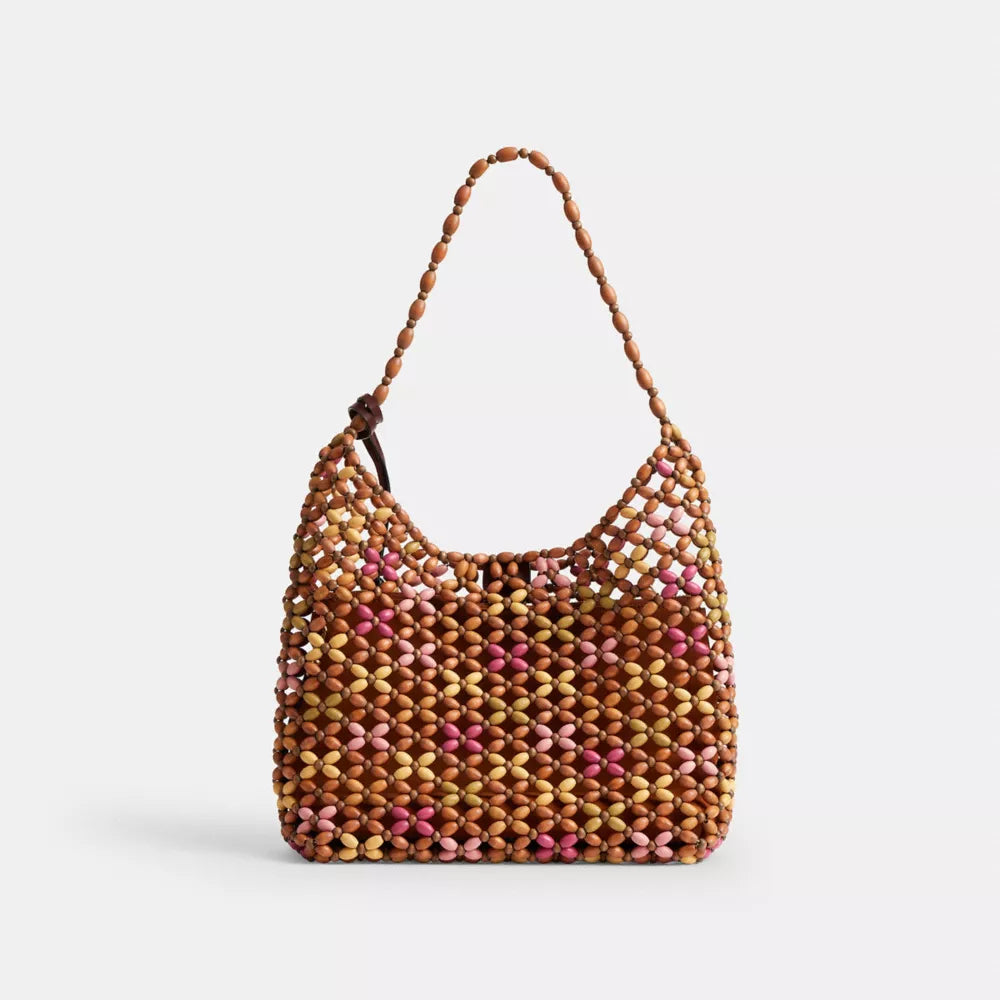 Brooklyn Shoulder Bag 28 With Wooden Beading - Brass/Maple Multi