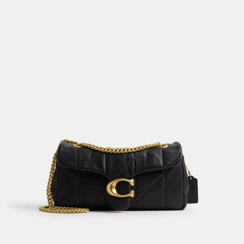 Tabby Shoulder Bag 26 With Quilting - Brass/Black