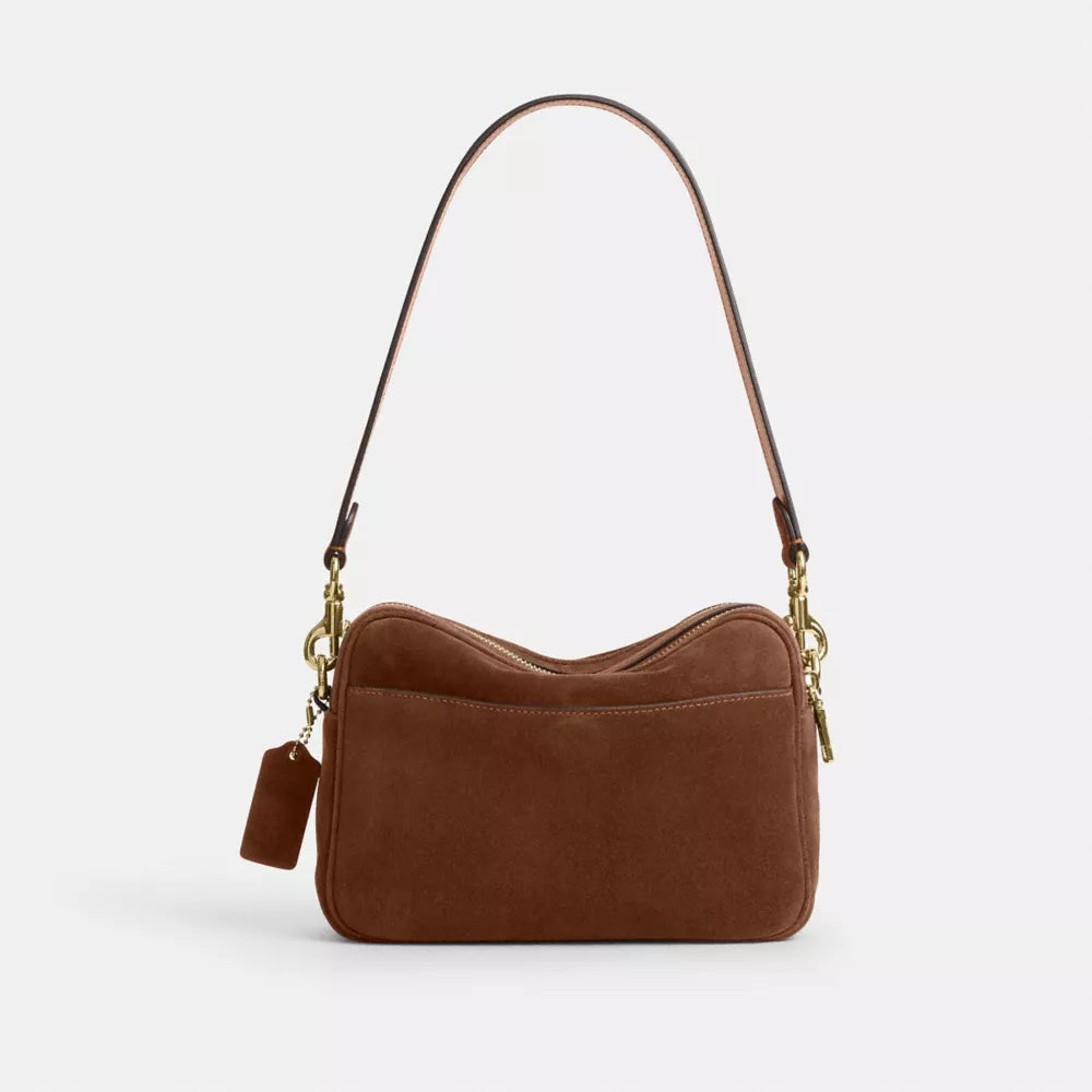 Carey Crossbody Bag - Suede/Gold/Warm Brown