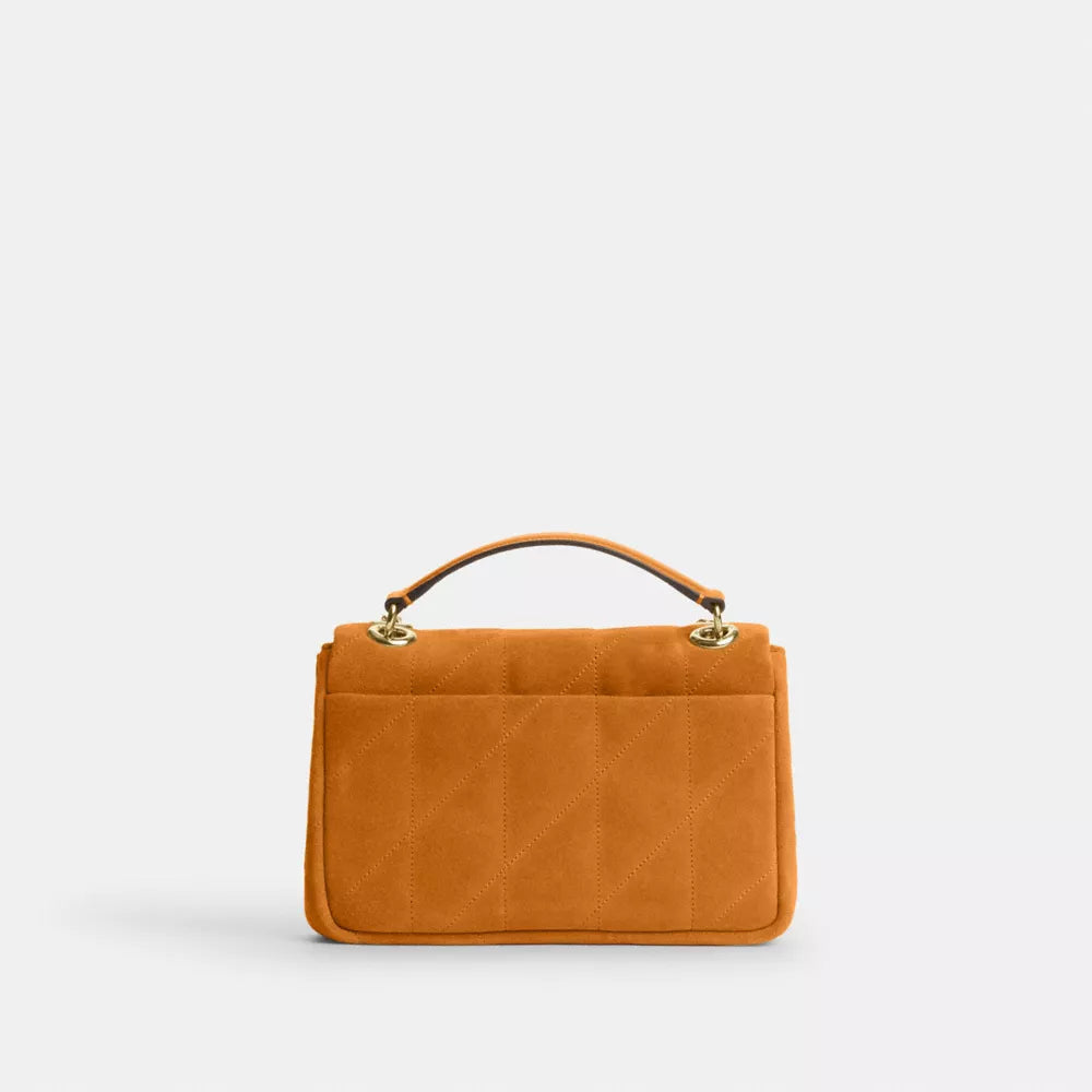 Elodie Crossbody Bag 18 With Quilting - Suede/Gold/Marigold