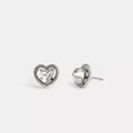 Halo Heart Stud Earrings - Silver
