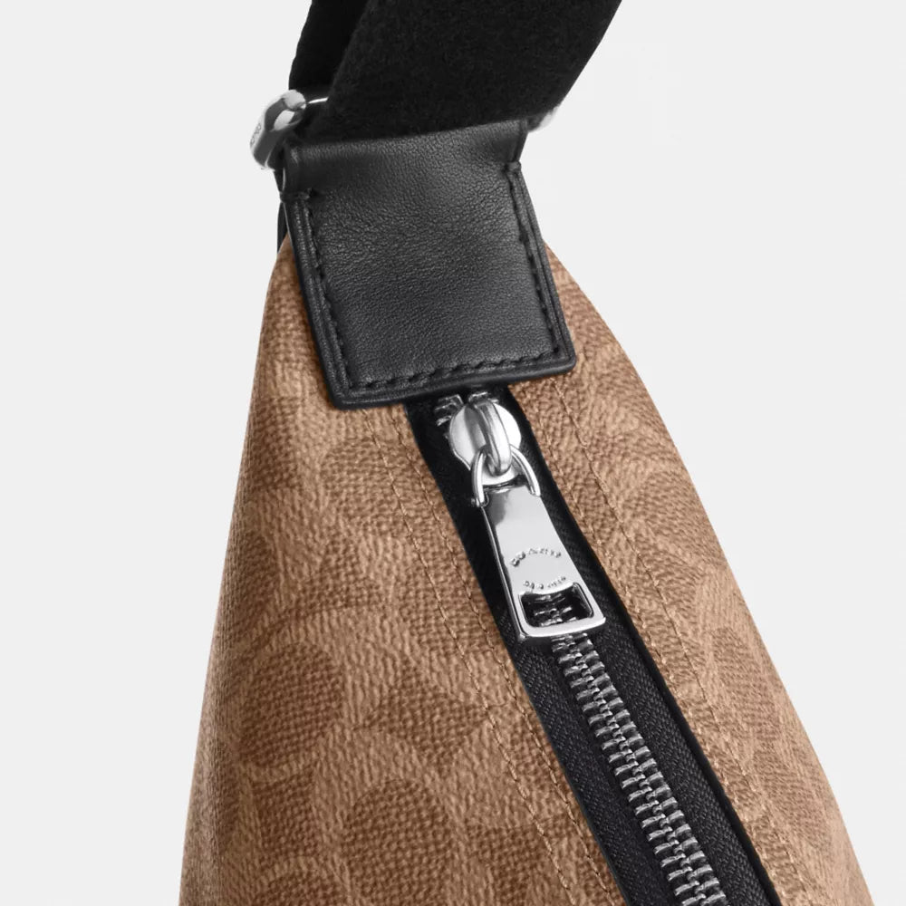 Finn Hobo Bag 32 In Signature Canvas - Signature Canvas/Silver/Tan Black