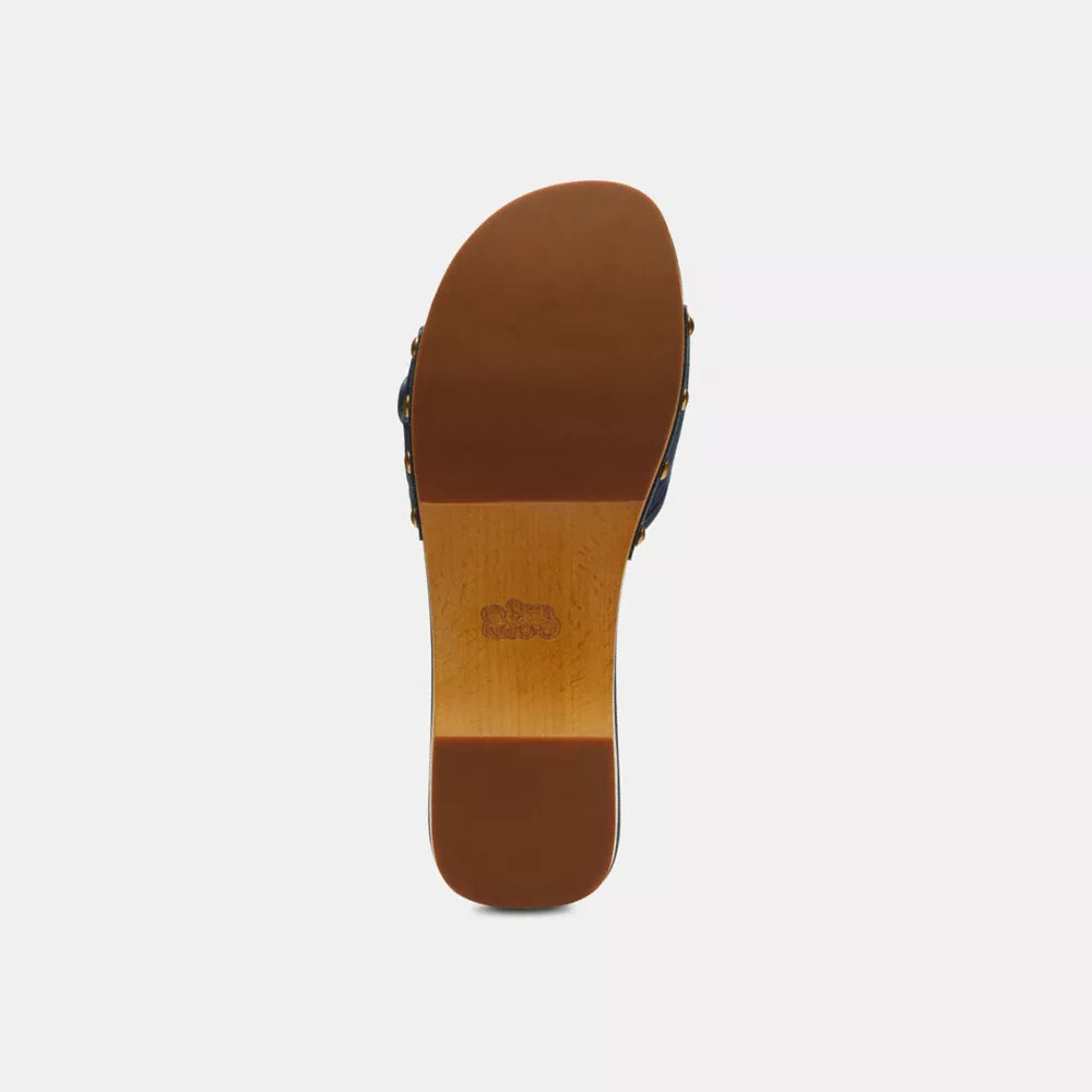 Margot Wooden Sandal With Signature Denim Patchwork - Denim Multi