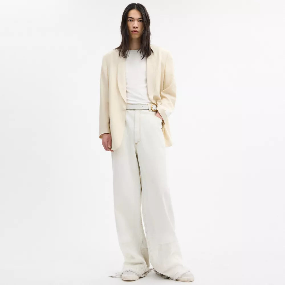 Yarn Dye Shawl Collar Blazer - Ivory