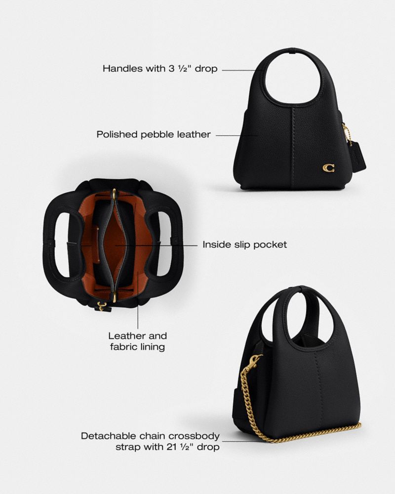 Lana Shoulder Bag 19 - Polished Pebble Leather/Brass/Black