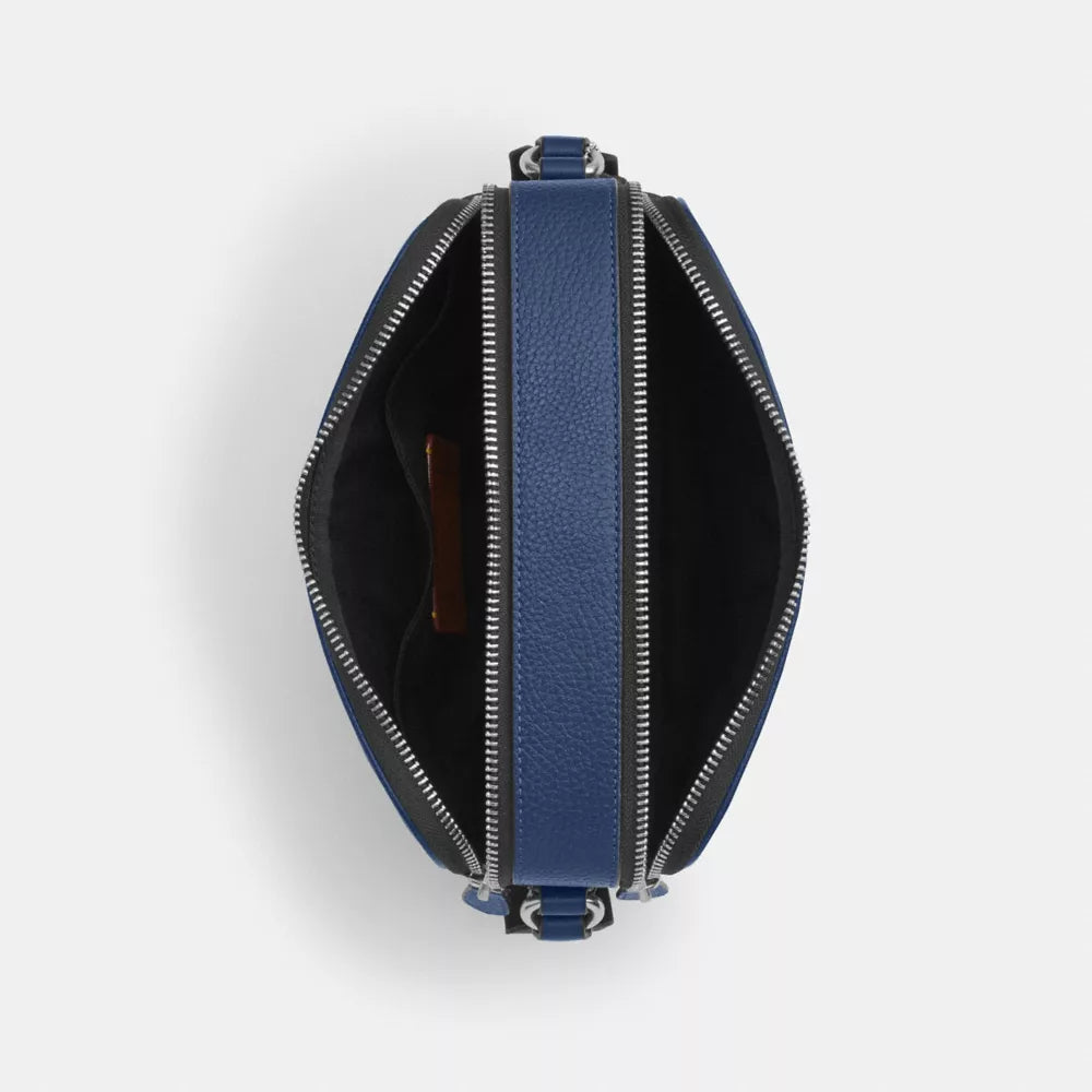 Graham Crossbody Bag With Car Print - Silver/Deep Blue Multi