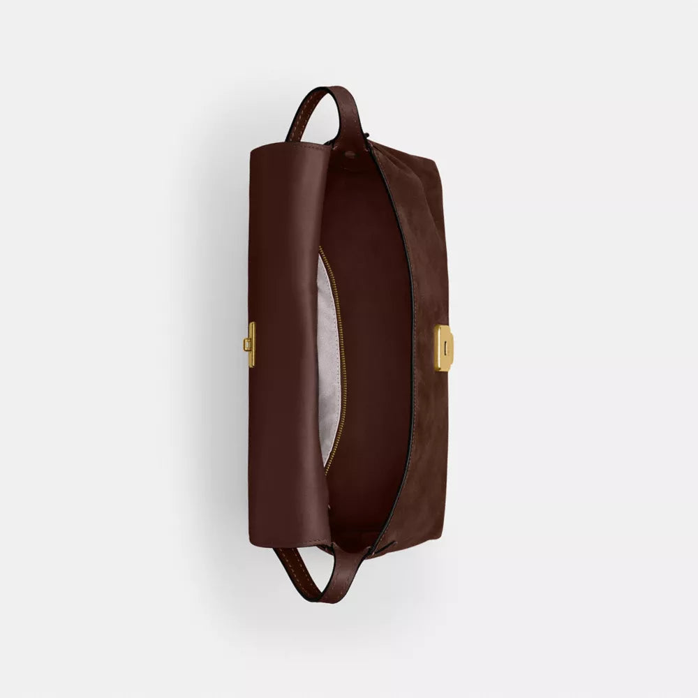 Chelsea Shoulder Bag 36 - Suede/Brass/Dark Chocolate