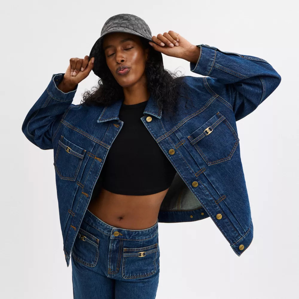 Signature Jacquard Bucket Hat - Charcoal