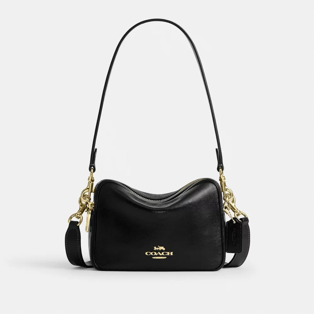 Mini Carey Crossbody Bag - Crinkle Leather/Gold/Black