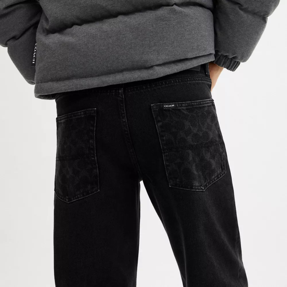 Straight Fit Denim Jeans - Black Wash