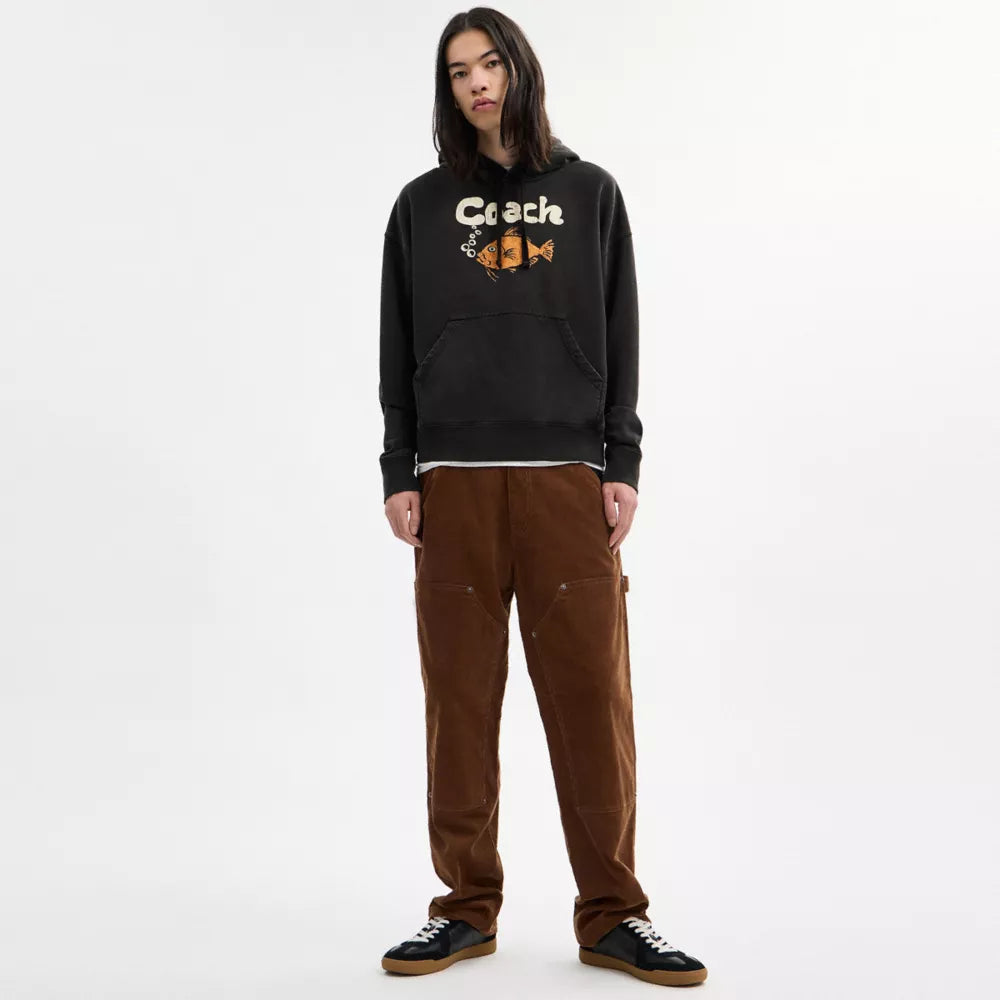 Fish Graphic Hoodie - Black