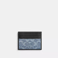 Slim ID Card Case In Loved Signature Denim - Denim/Light Indigo