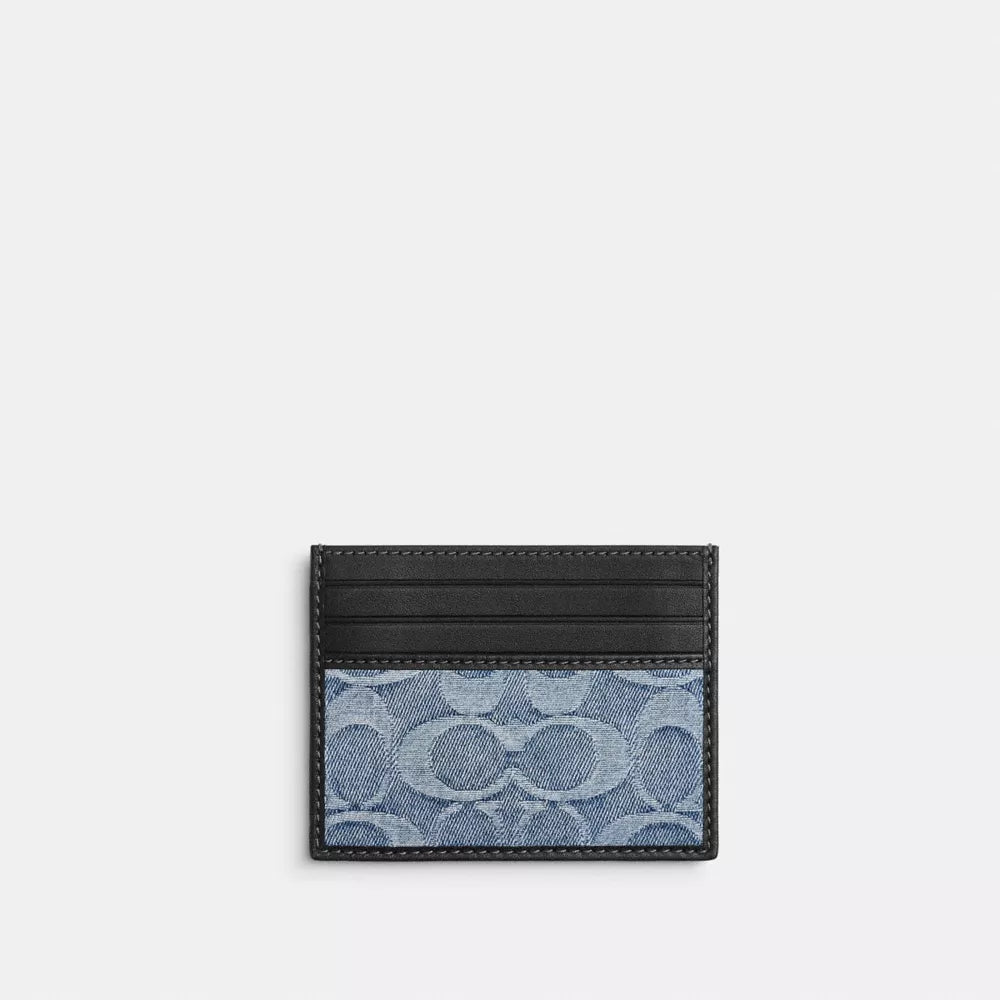 Slim ID Card Case In Loved Signature Denim - Denim/Light Indigo