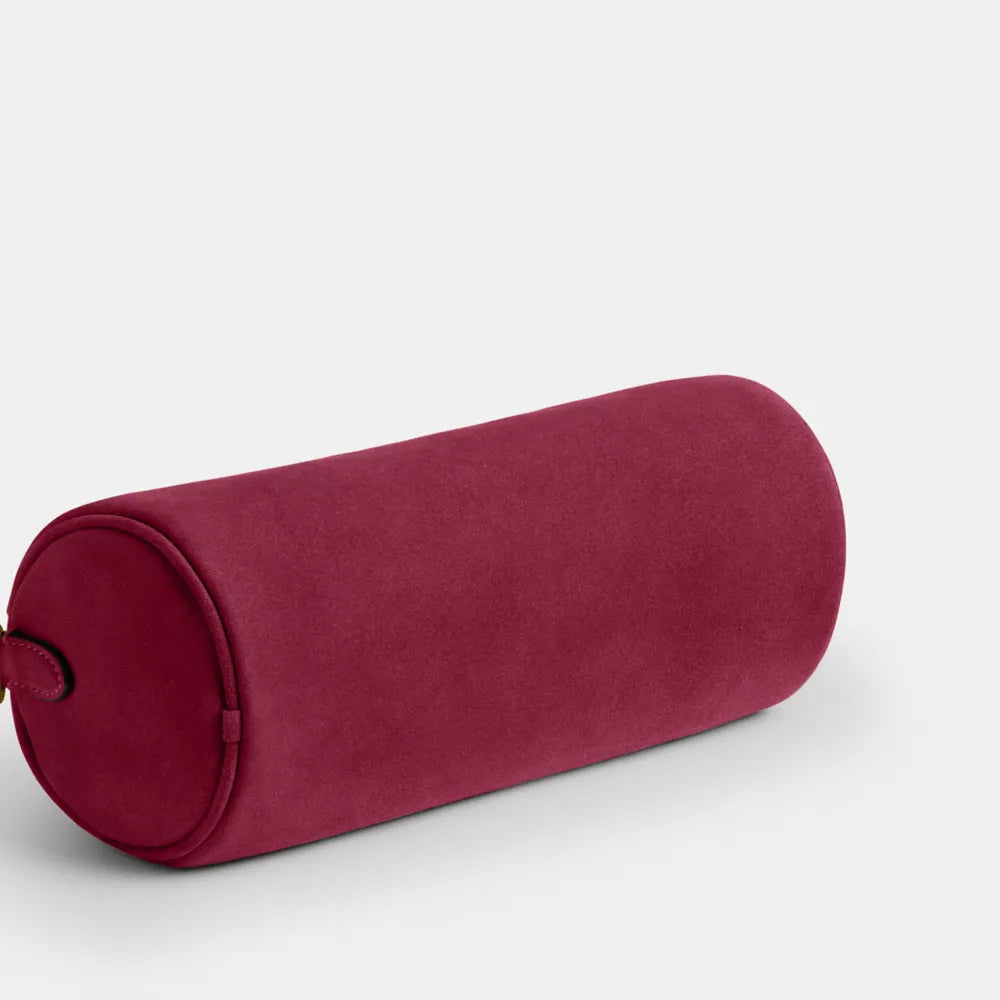 Barrel Bag - Suede/Brass/Dark Fuchsia