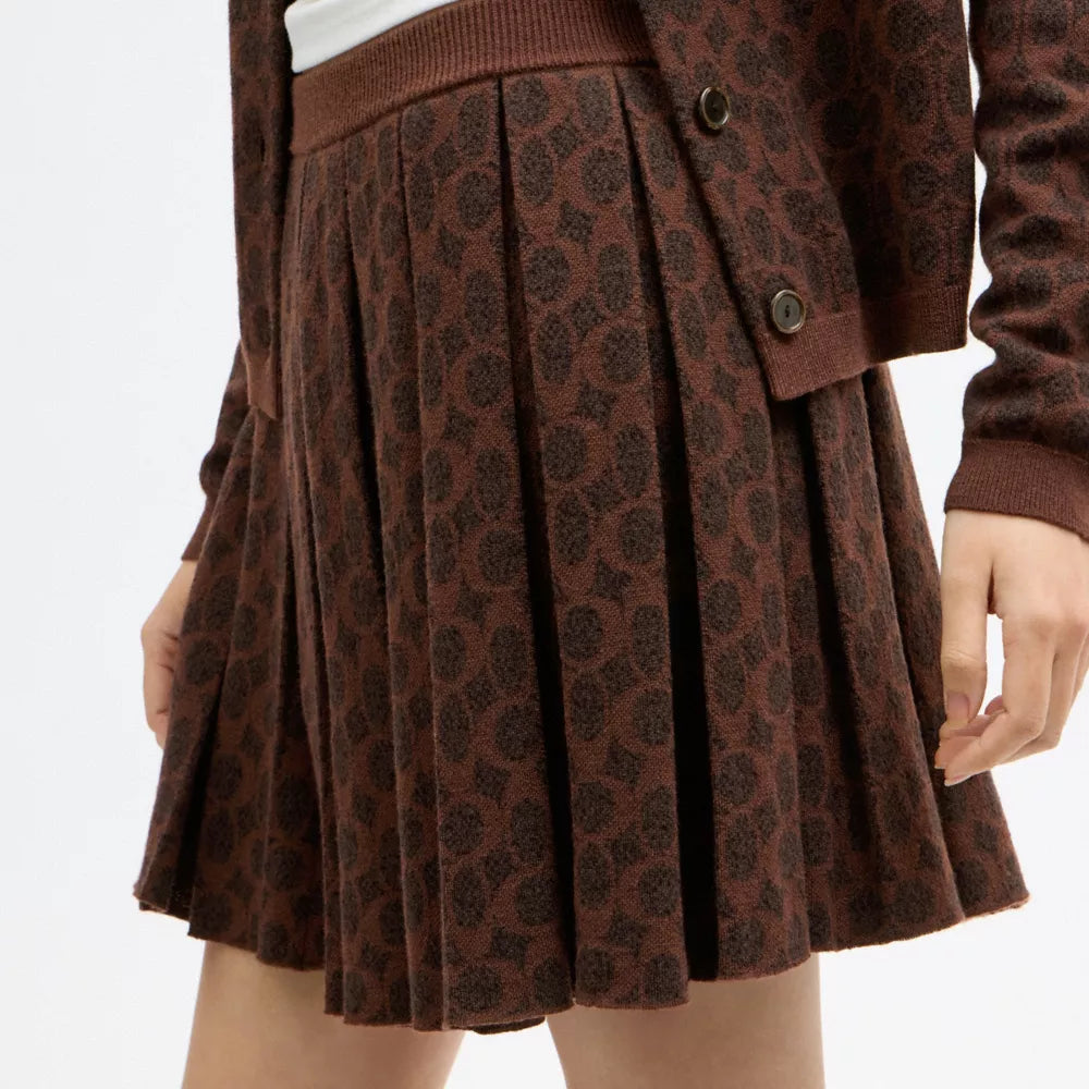 Signature Pleated Knit Mini Skirt - Maple