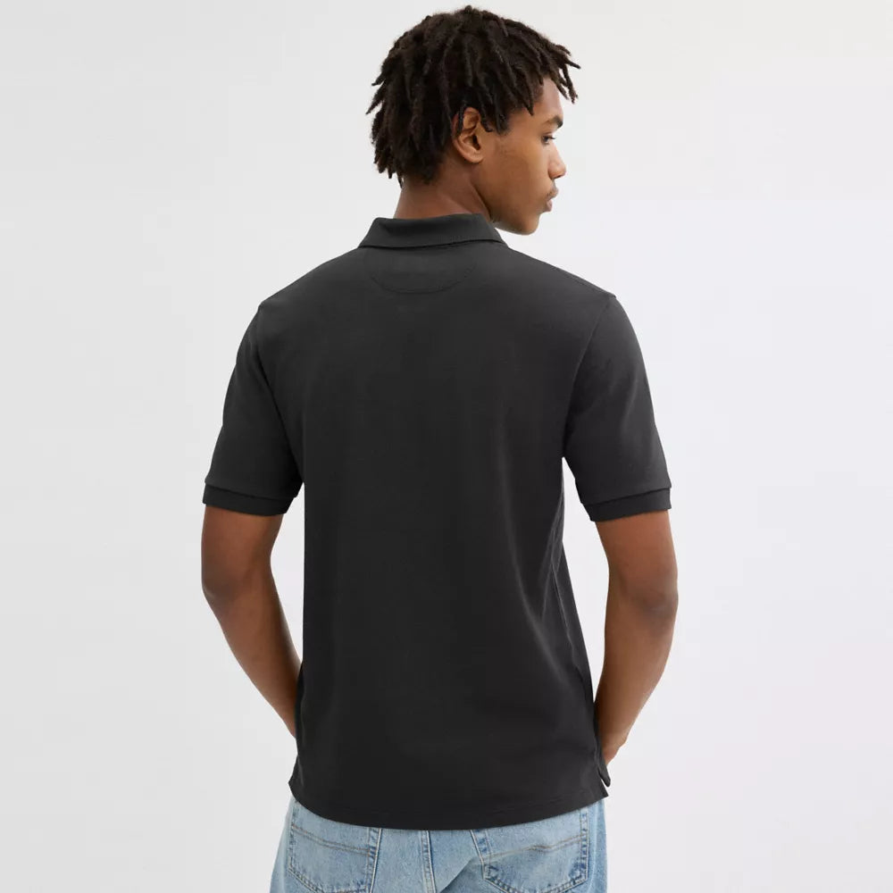 Horse And Carriage Classic Polo In Organic Cotton - Black
