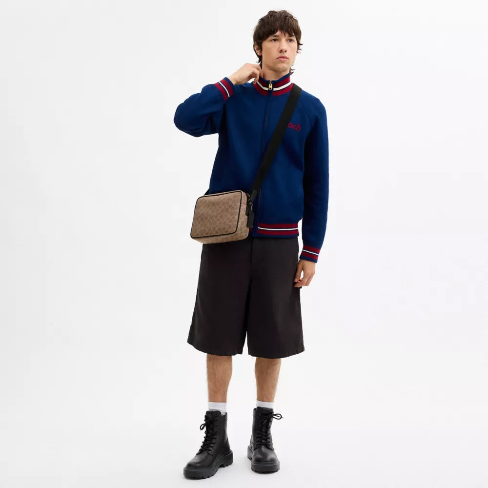 Colton Crossbody Bag 25 In Signature Canvas - Signature Canvas/Matte Black/Tan Black