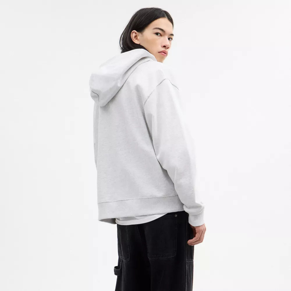 Boxy Full Zip Hoodie - Heather Grey