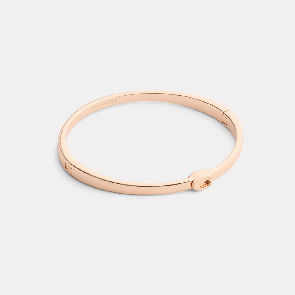 Thin Signature Hinged Bangle - Rose Gold