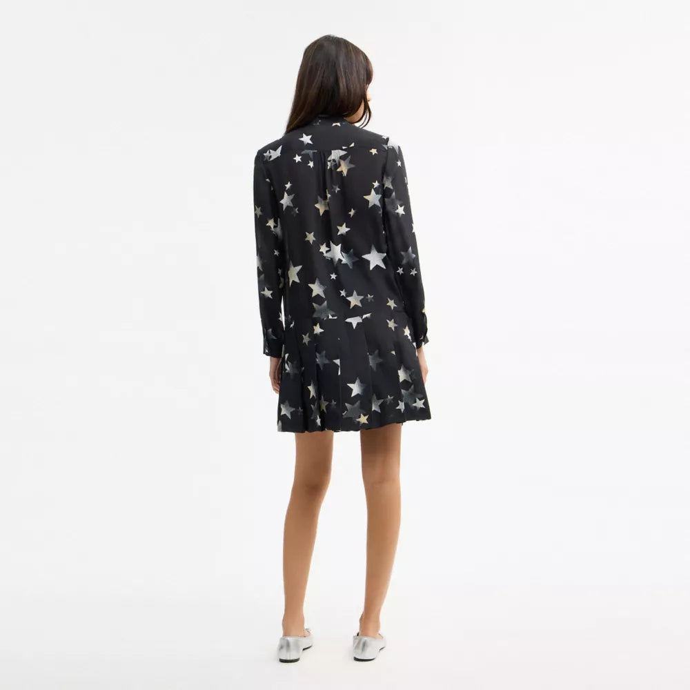 Tie Neck Star Dress - Black