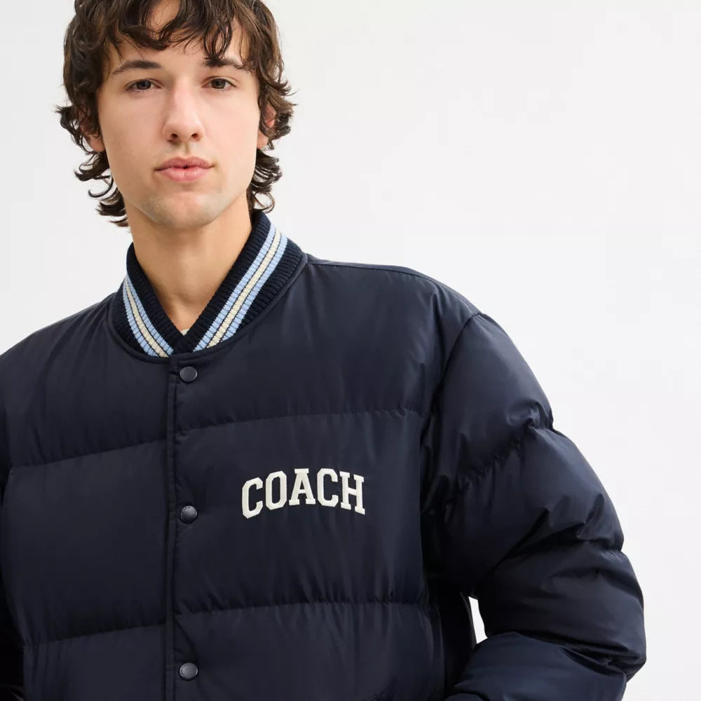 Varsity Down Jacket In Recycled Polyester - Navy