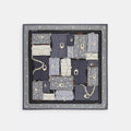 Stacked Tabby Star Print Silk Square Scarf - Black