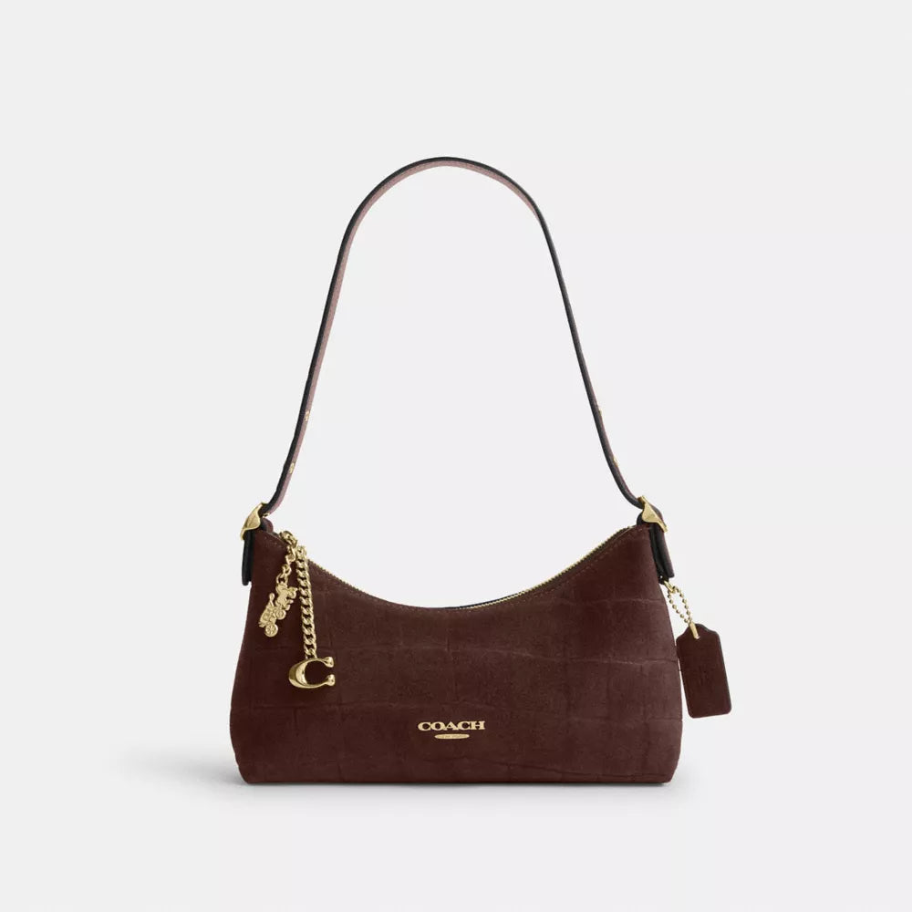 Emeilia Shoulder Bag - Embossed Crocodile/Gold/Maple