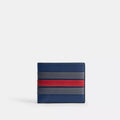 ID Billfold Wallet With Varsity Stripe - Pebbled Leather/Deep Blue Multi