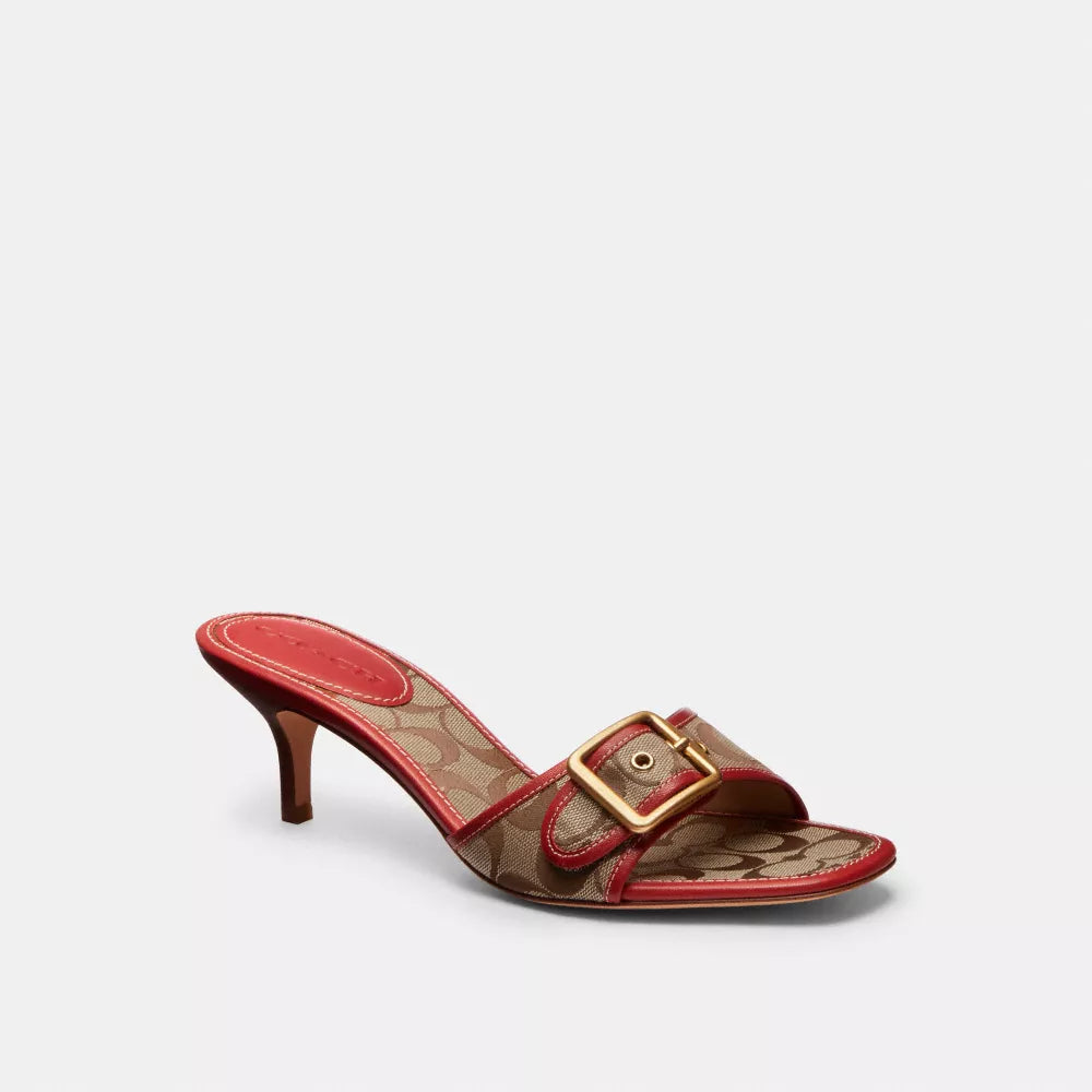 Margot Sandal In Signature Sateen Jacquard - Signature Jacquard/Khaki/Poppy