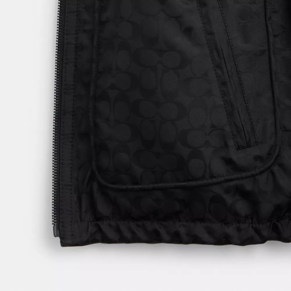 Reversible Leather Jacket In Recycled Polyester - Leather/Black
