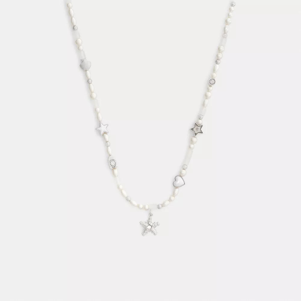 Pearls And Seashell Necklace - Silver/Pearl