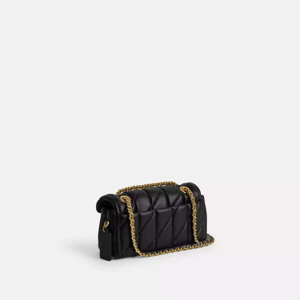 Tabby Shoulder Bag 20 With Pillow Quilting - Smooth Leather/Brass/Black