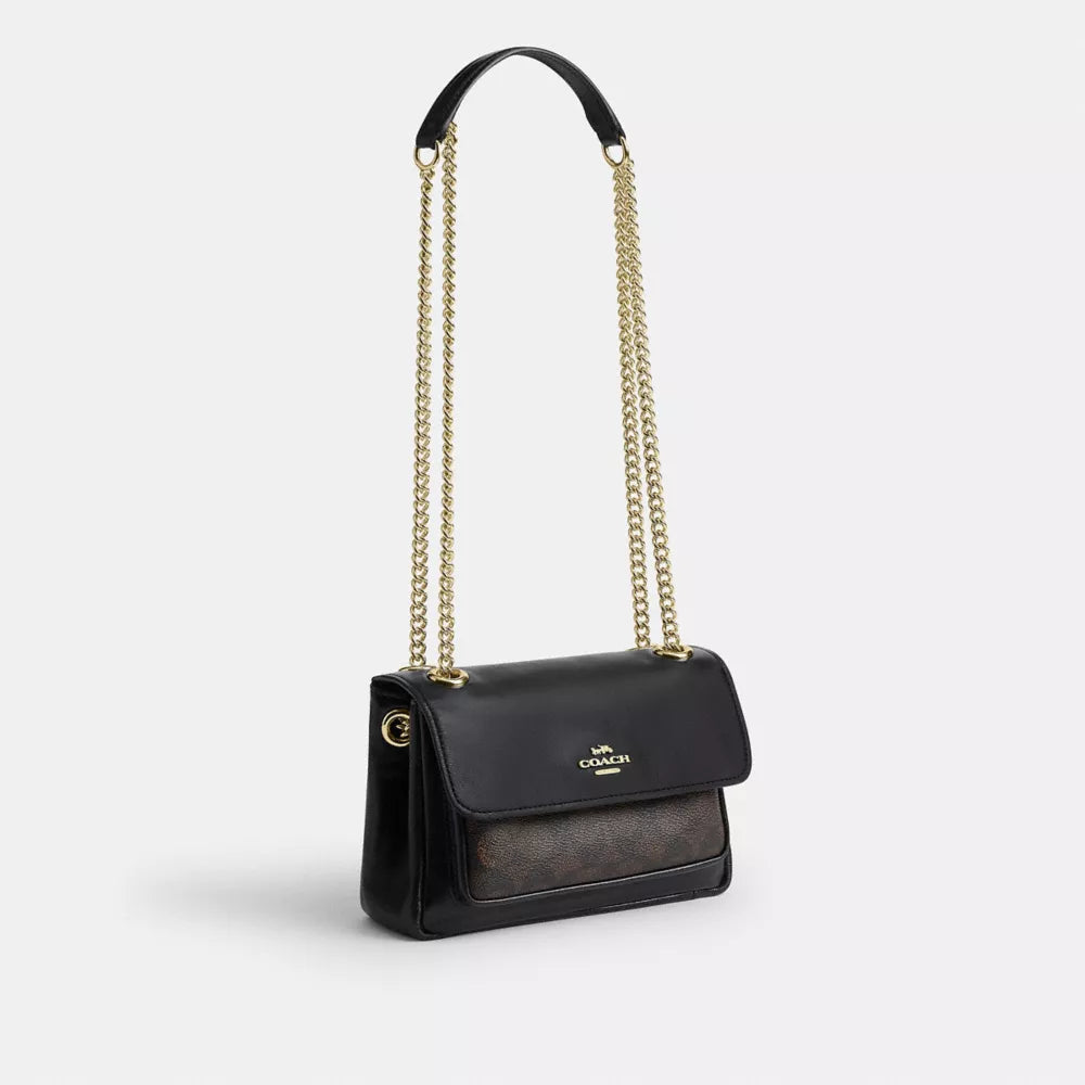Elodie Crossbody Bag 18 In Signature Canvas - Gold/Walnut/Black