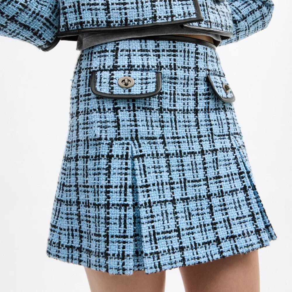 Turnlock Tweed Skirt - Blue