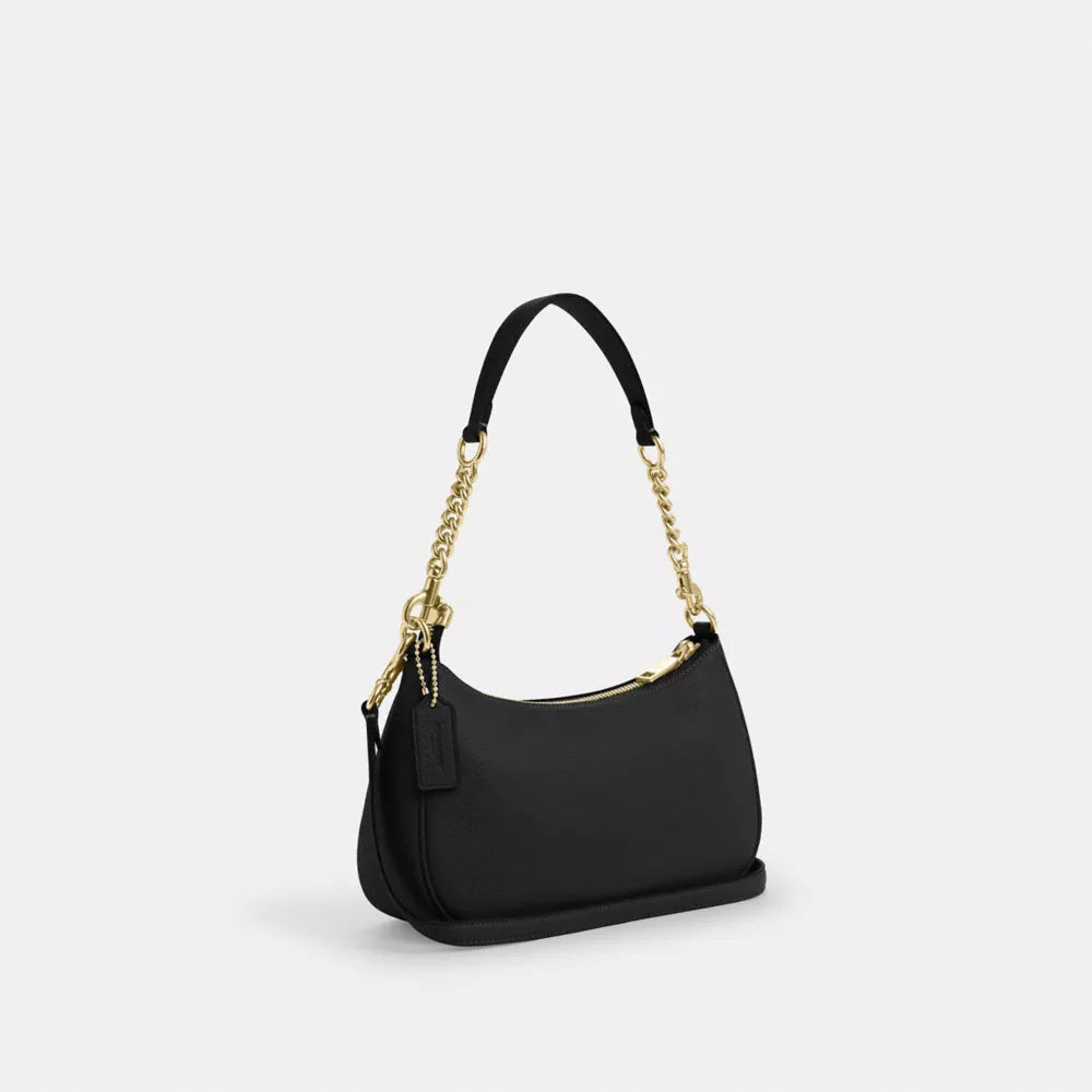 Teri Shoulder Bag - Pebbled Leather/Gold/Black