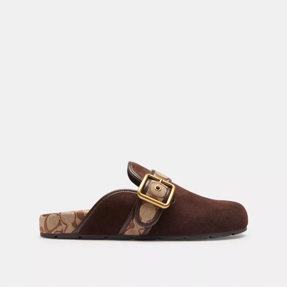 Archival Buckle Clog With Signature Jacquard - Chocolate Brown