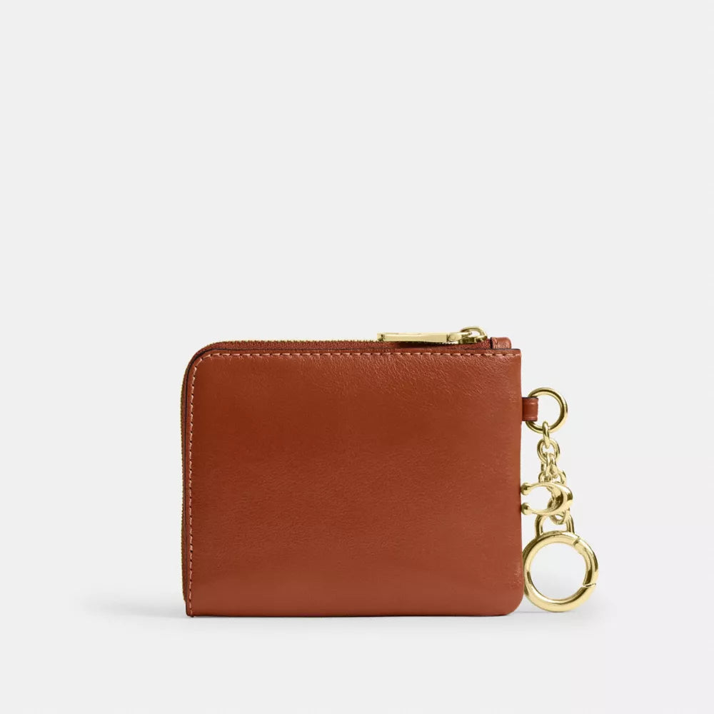 Small Corner Zip Wallet - Crinkle Leather/Gold/Cinnamon
