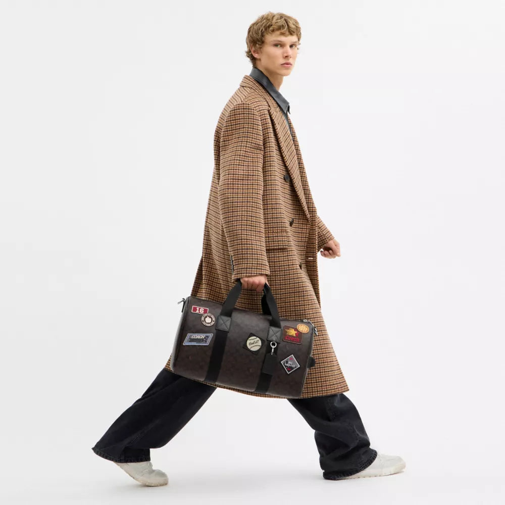 Explorer Duffle Bag 45 In Signature Canvas With Patches - Signature Canvas/Sv/Walnut/Black