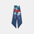 Stacked Tabby Bags Print Silk Skinny Scarf - Navy Multi