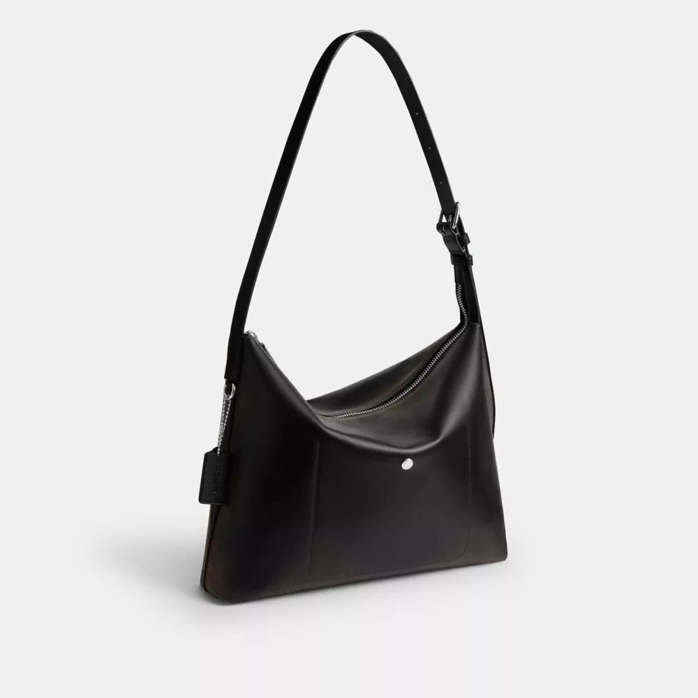 Mott Messenger Bag 38 In Loved Leather - Black/Light Tan