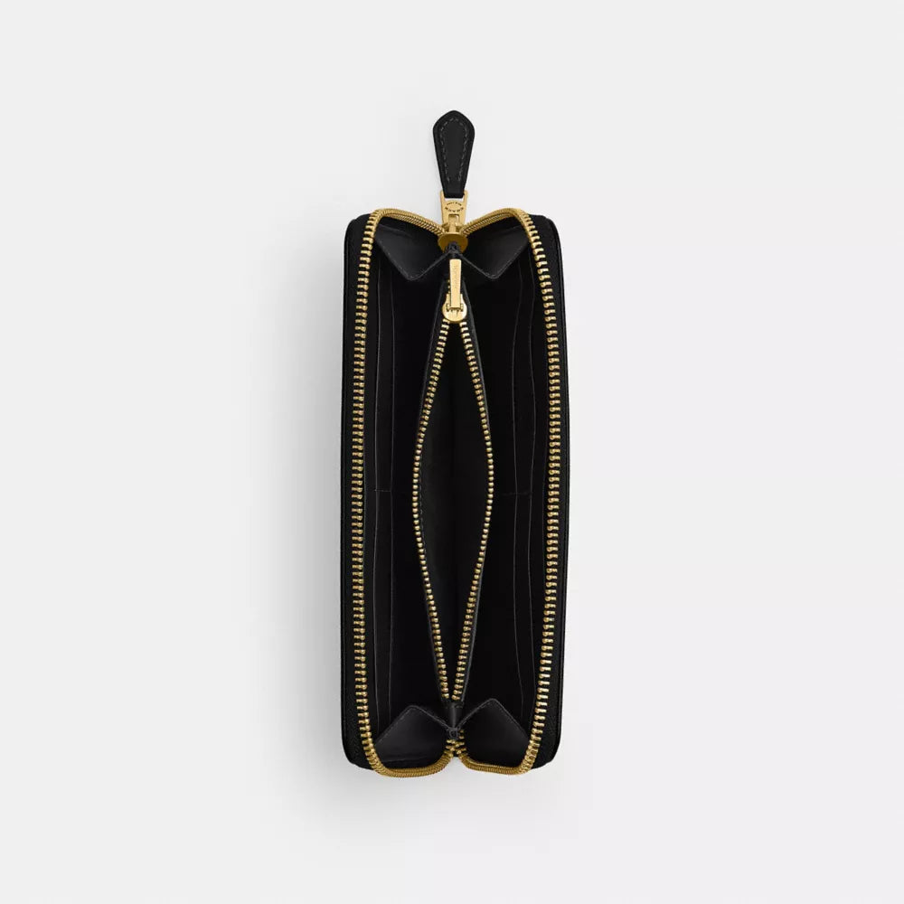 New York Slim Accordion Zip Wallet - Brass/Black